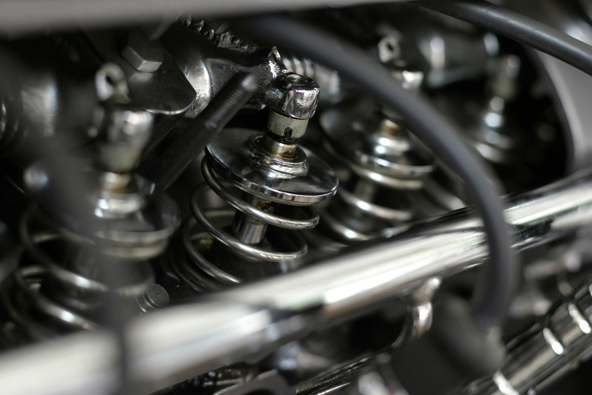 Black leaf springs for vehicle suspension.